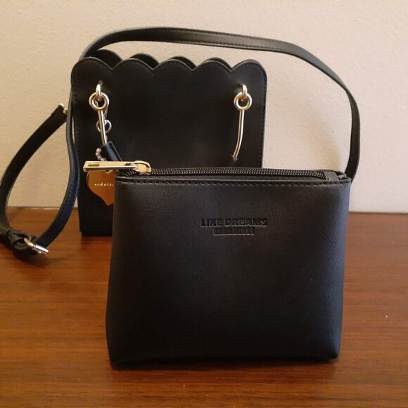 Like Dreams Scalloped Top Black Bag with Heart Charms - Picture 8 of 16